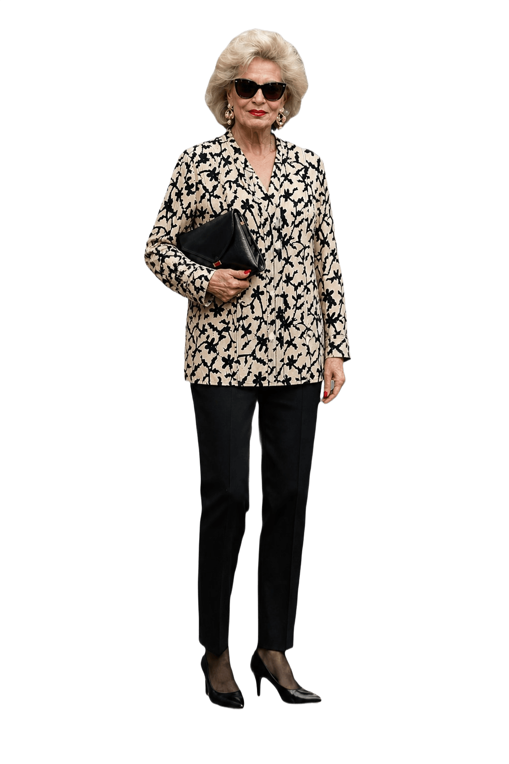 1980s Cream Synthetic Blend Blouse - Model