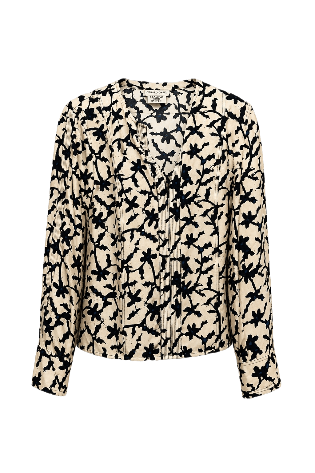 1980s Cream Synthetic Blend Blouse - Front View