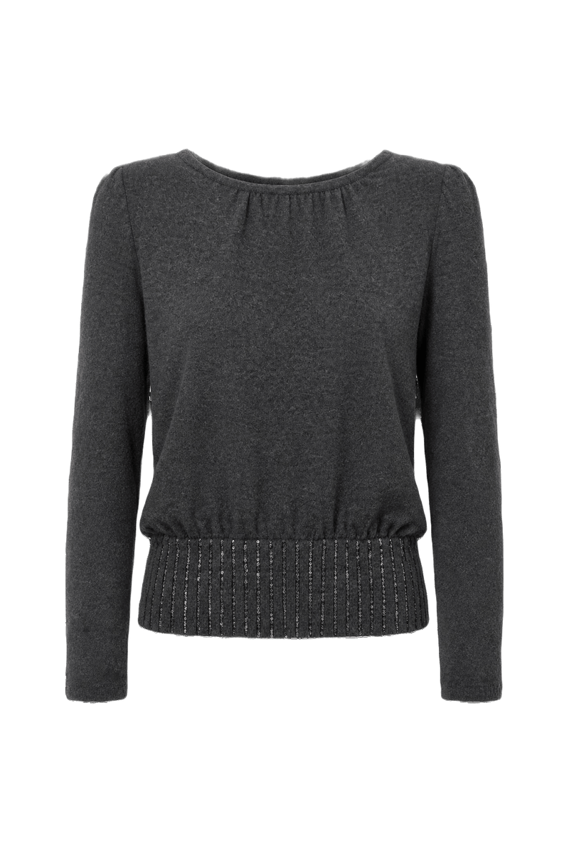 1980s Dark Grey Wool Blend Sweater - Front View