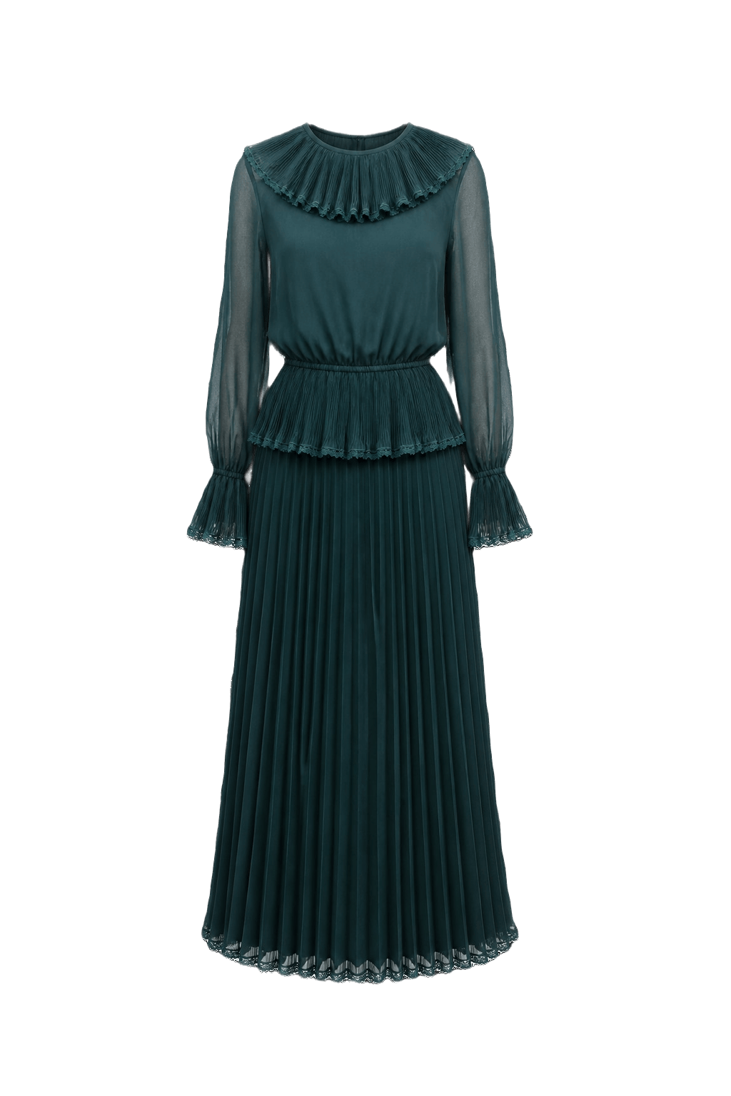 1980s Deep Teal Synthetic Blend Set - Front View