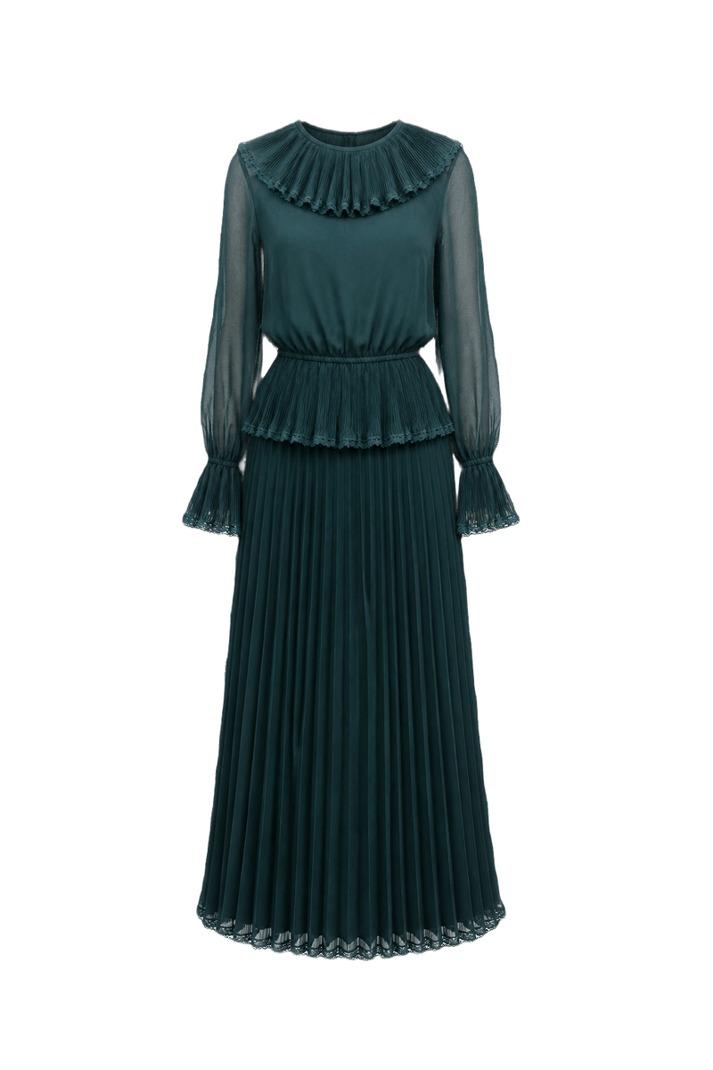 1980s Deep Teal Synthetic Blend Set - Front View