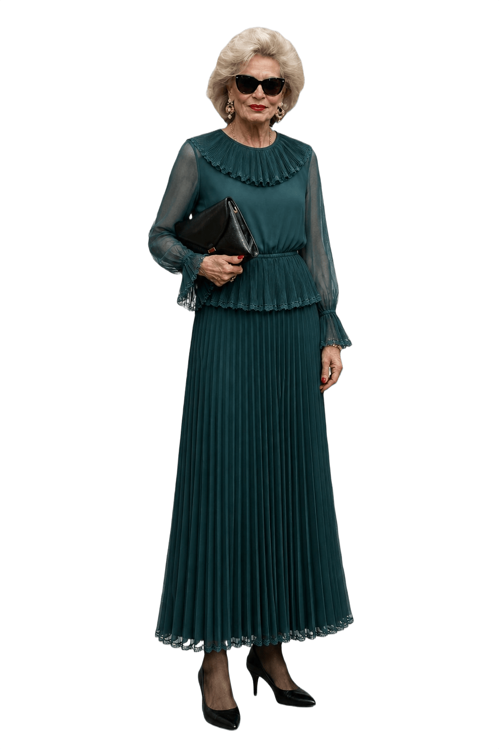 1980s Deep Teal Synthetic Blend Set - Model
