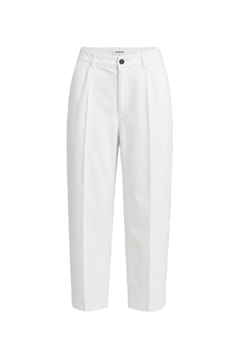 1990s White Cotton Pants - Front View