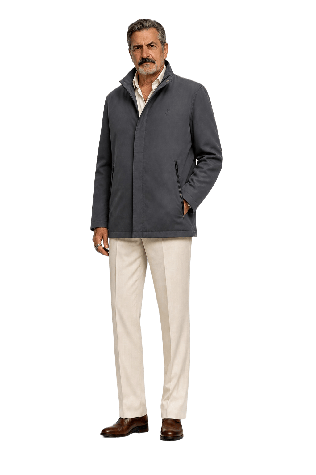 1980s Grey Synthetic Blend Jacket - Model