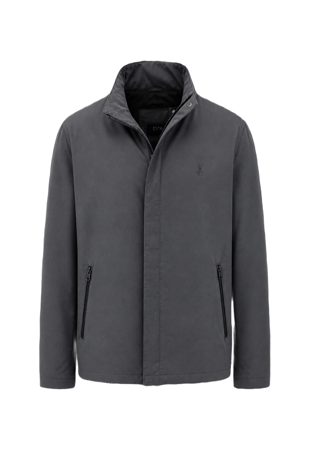 1980s Grey Synthetic Blend Jacket - Front View