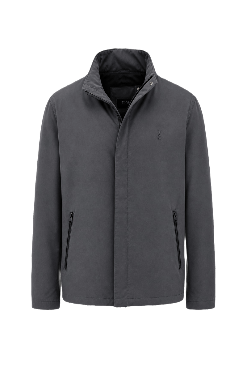 1980s Grey Synthetic Blend Jacket - Front View