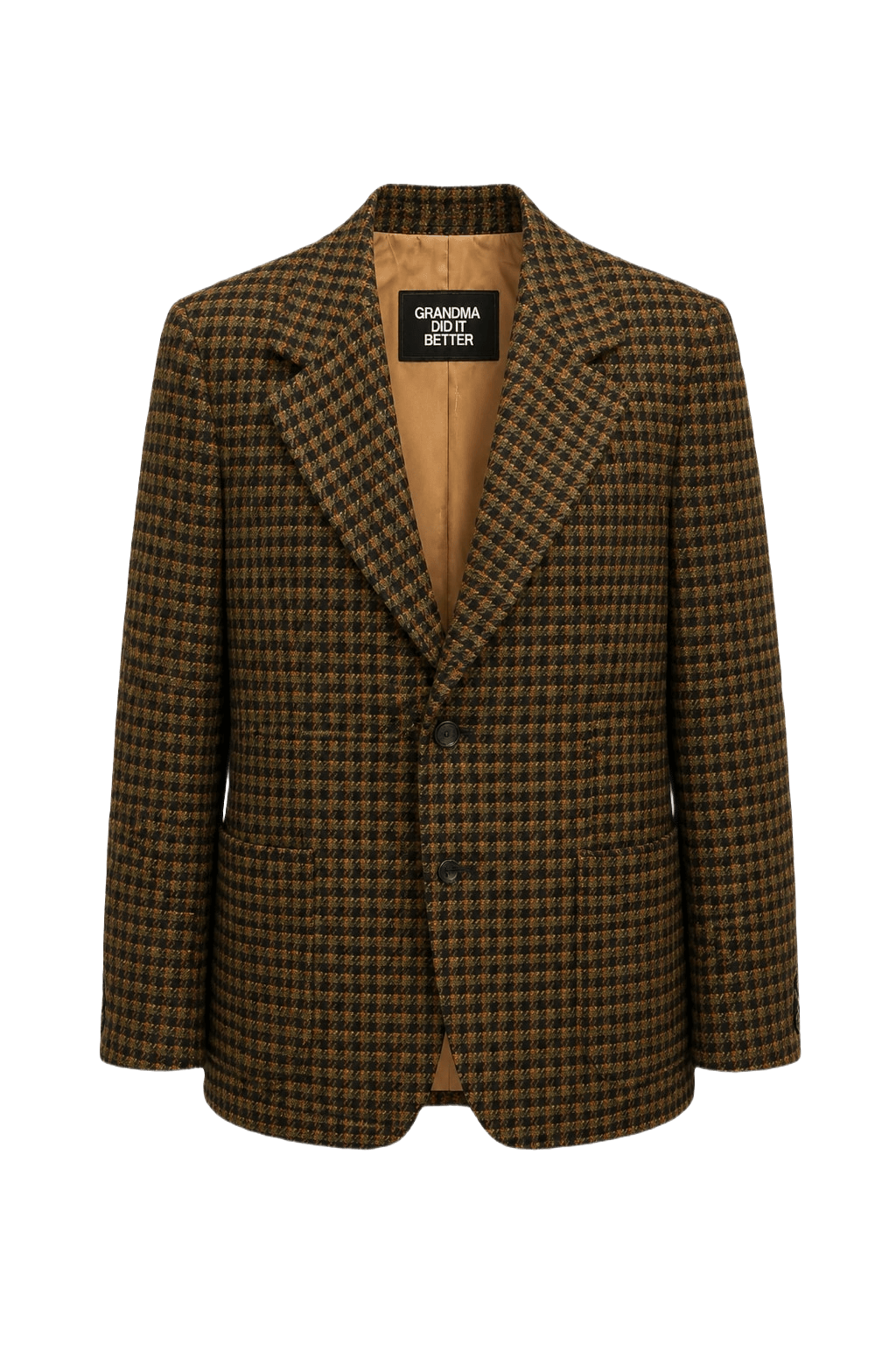1980s Brown Wool Blend Blazer - Front View