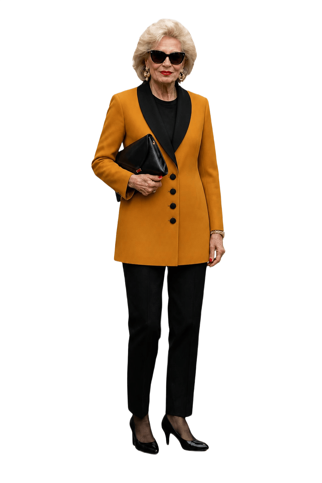 1980s Mustard Yellow Synthetic Blend Blazer - Model
