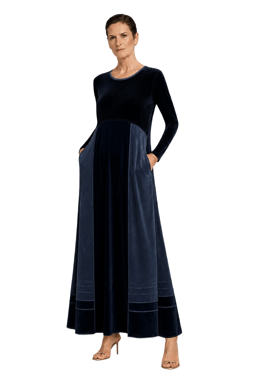 1990s Black Velvet Dress - Model
