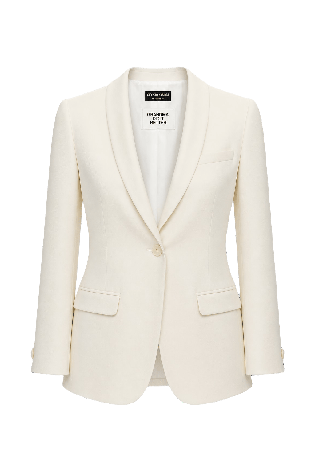 1980s Cream Synthetic Blend Blazer - Front View