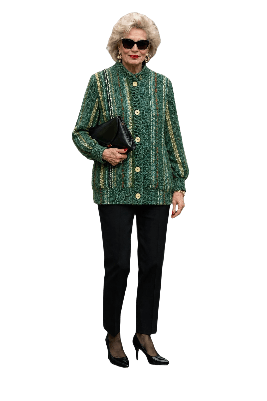 1990s Green Wool Blend Jacket - Model