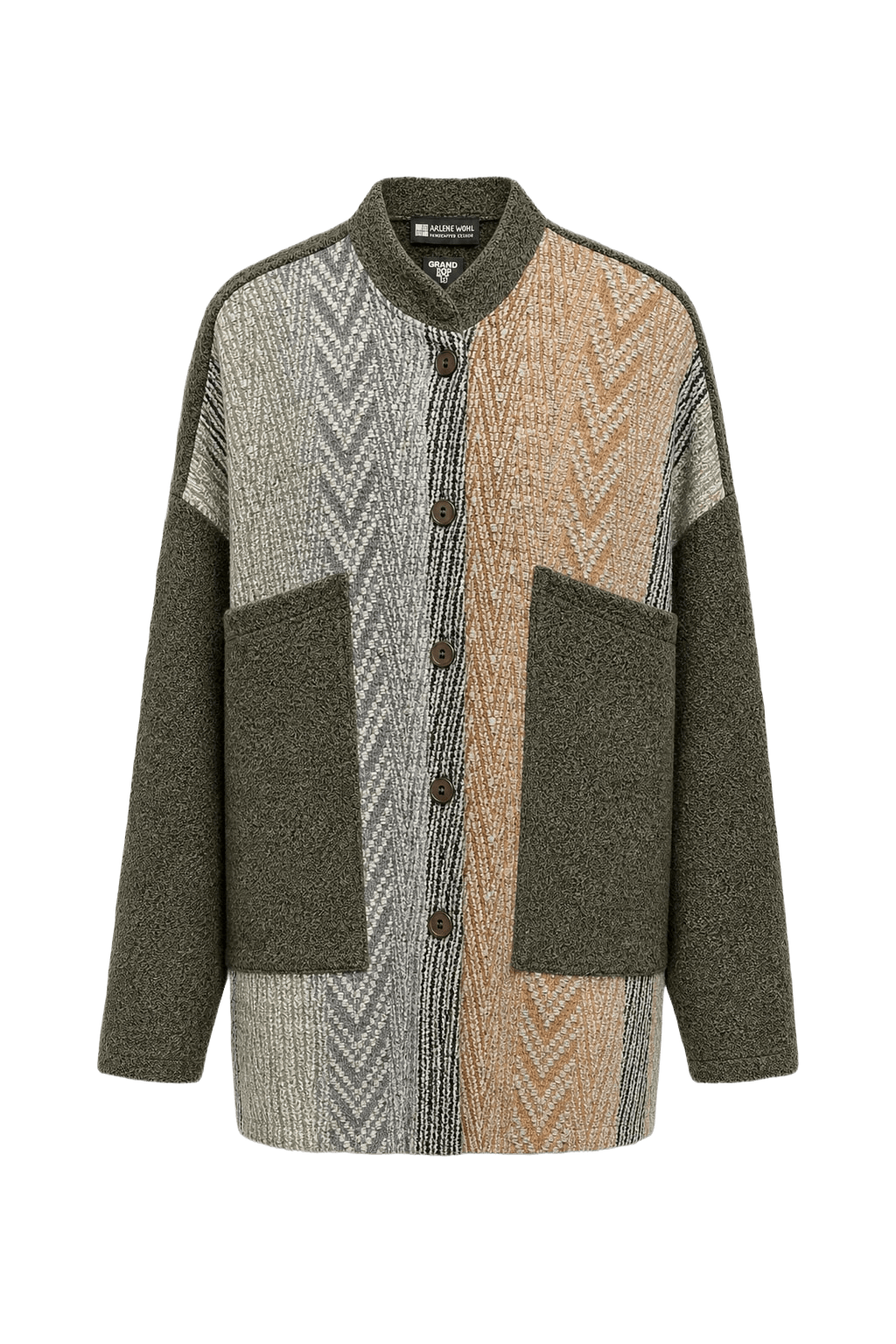 1990s Olive Green Wool Blend Cardigan - Front View