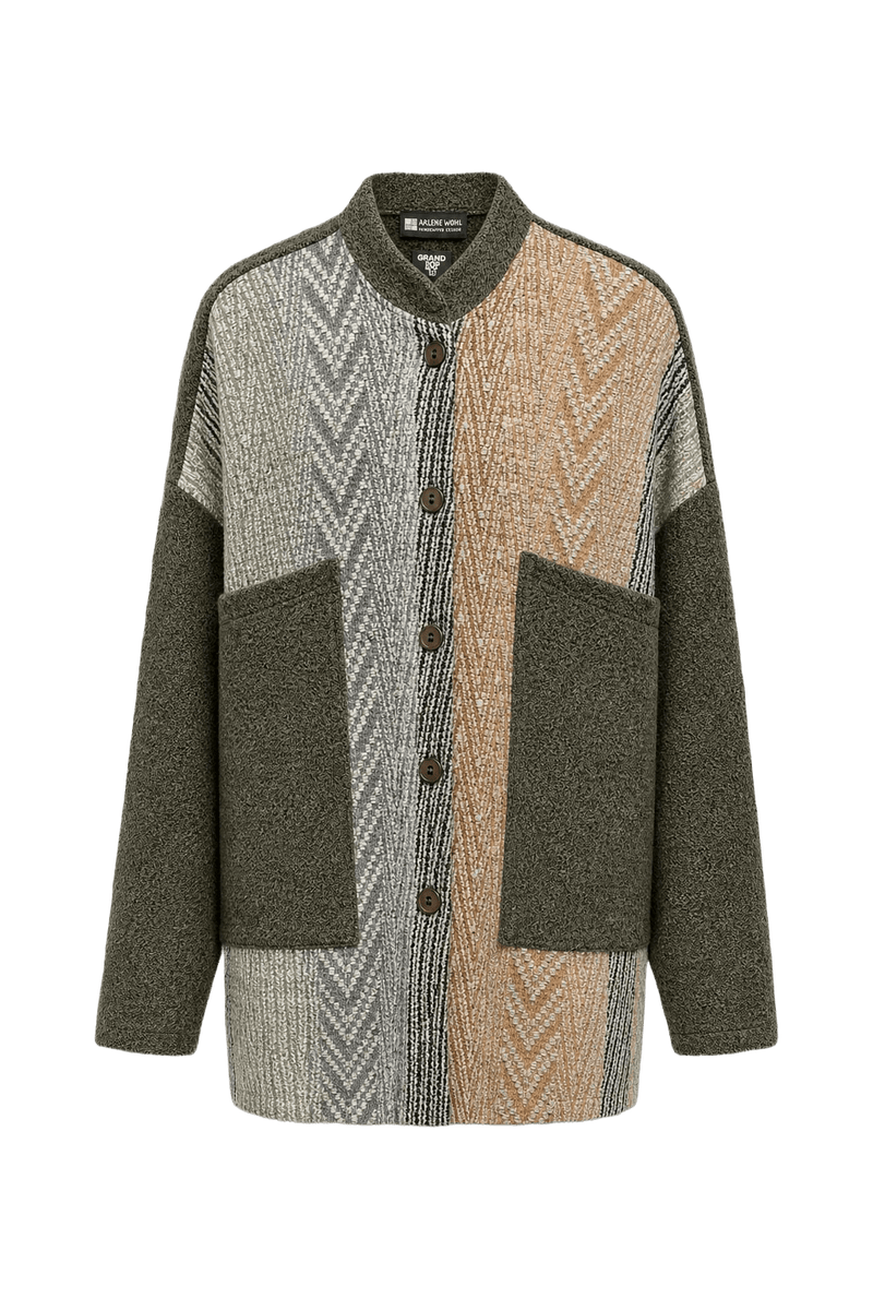 1990s Olive Green Wool Blend Cardigan - Front View