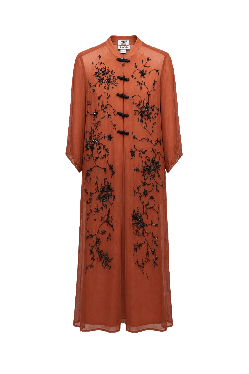 1990s Brown Synthetic Blend Maxi Dress - Front View
