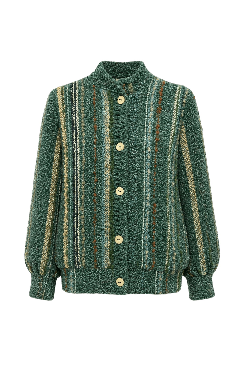 1990s Green Wool Blend Jacket - Front View