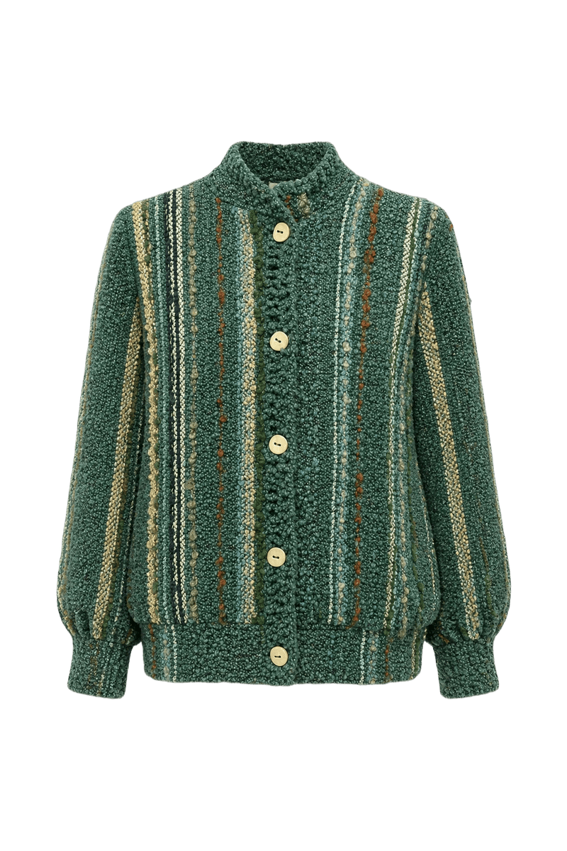 1990s Green Wool Blend Jacket - Front View