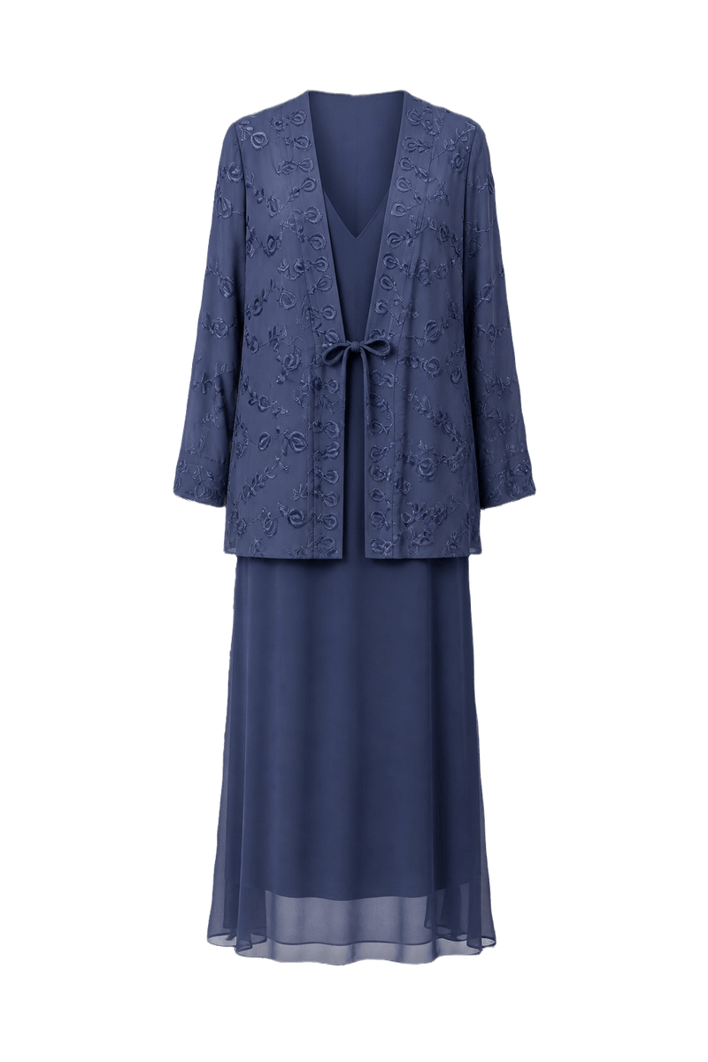 1990s Navy Blue Synthetic Blend Set - Front View