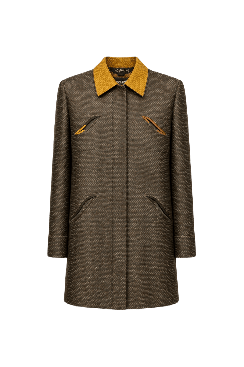 1990s Brown Silk Coat - Front View