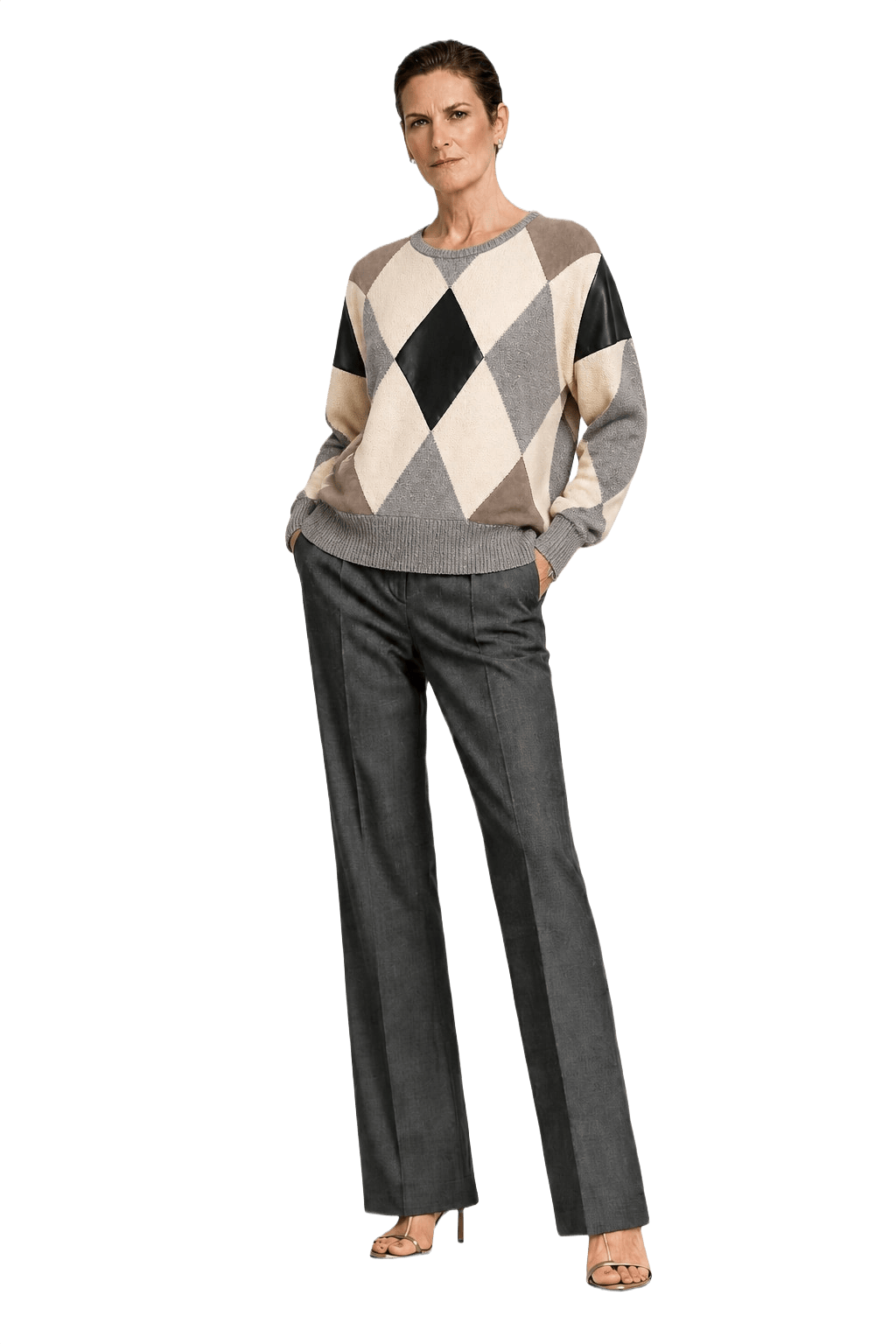 1990s Beige Wool Blend Sweater - Model