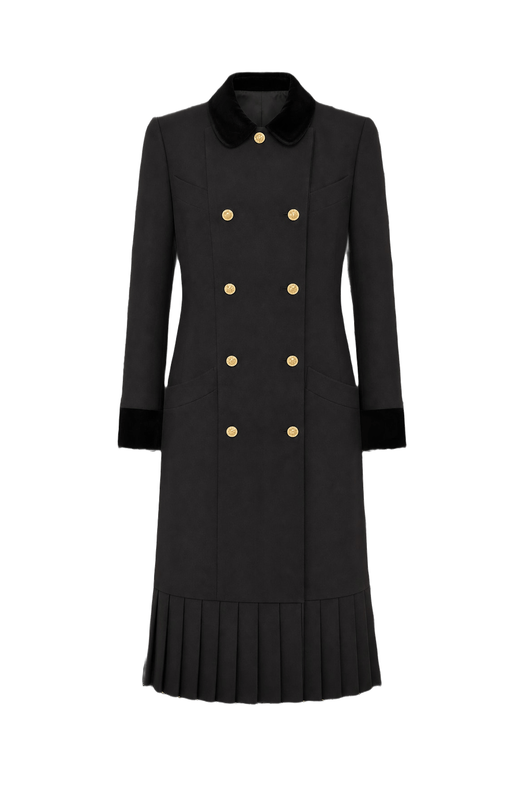 1980s Black Wool Blend Dress - Front View