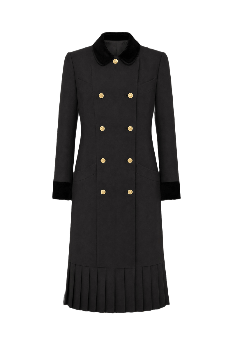 1980s Black Wool Blend Dress - Front View