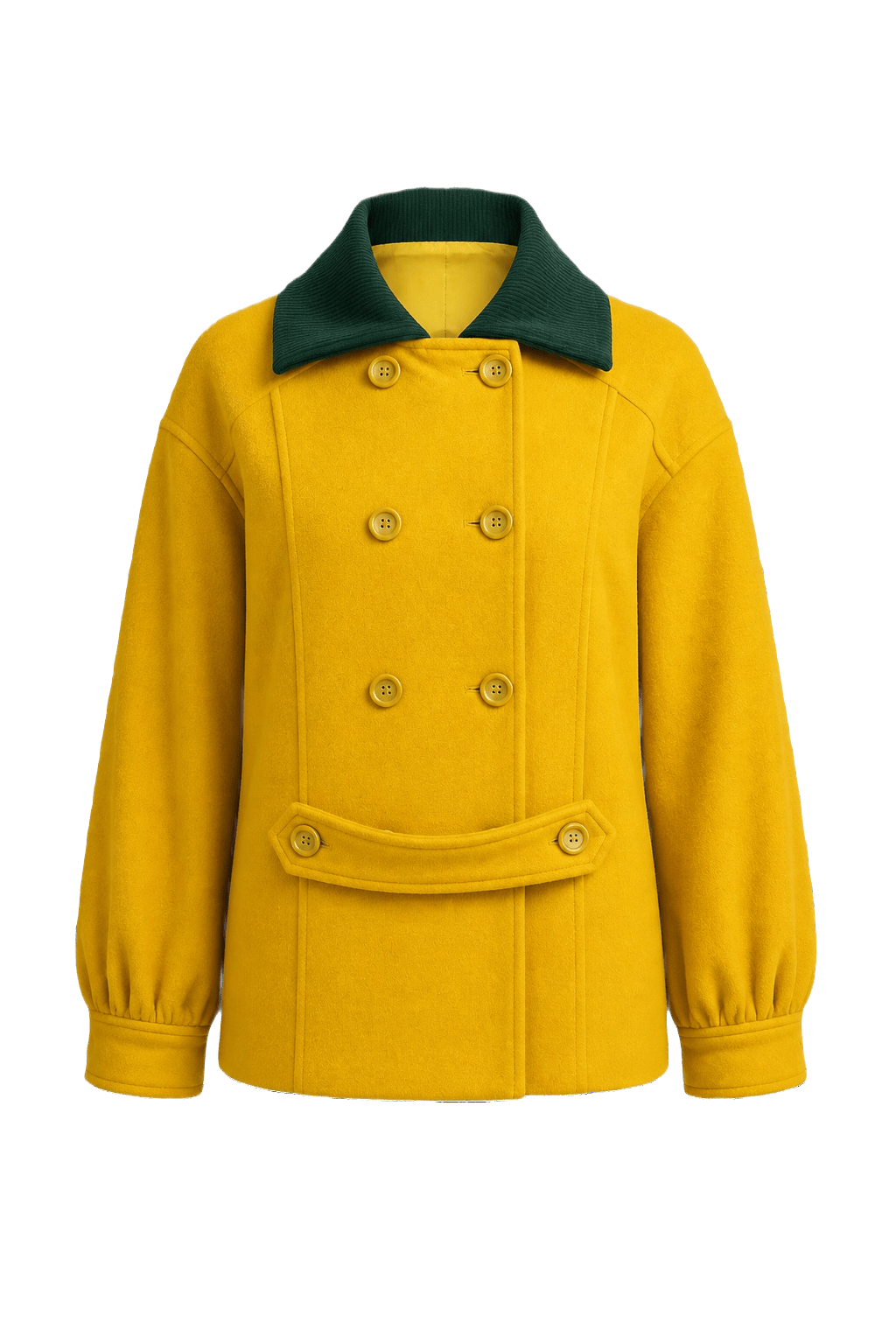 1980s Bright Yellow Wool Blend Jacket - Front View