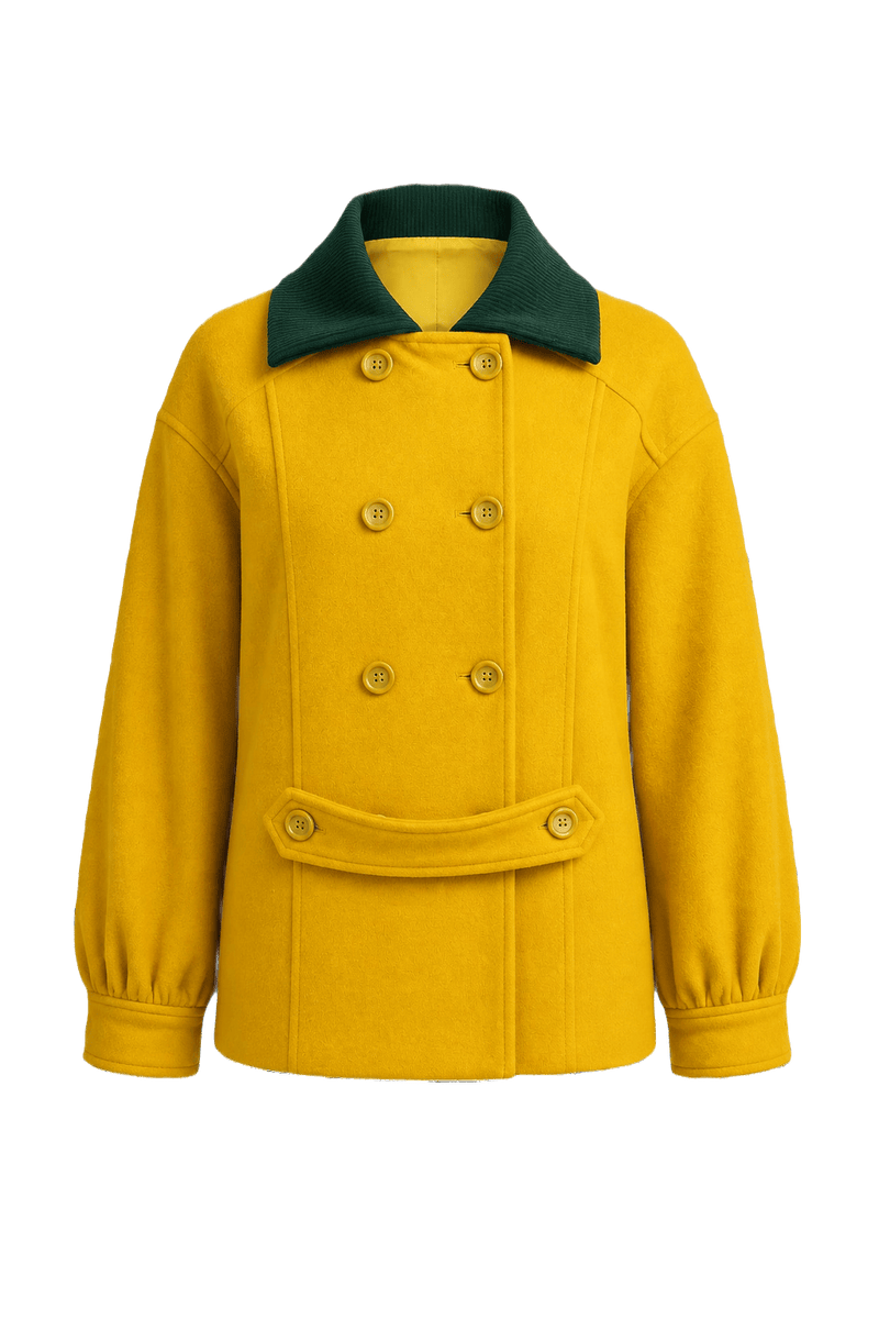1980s Bright Yellow Wool Blend Jacket - Front View