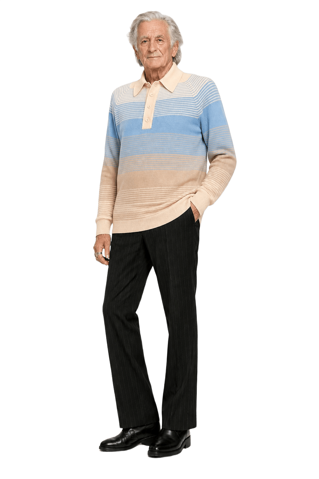 1970s Light Blue Cotton Blend Sweater - Model