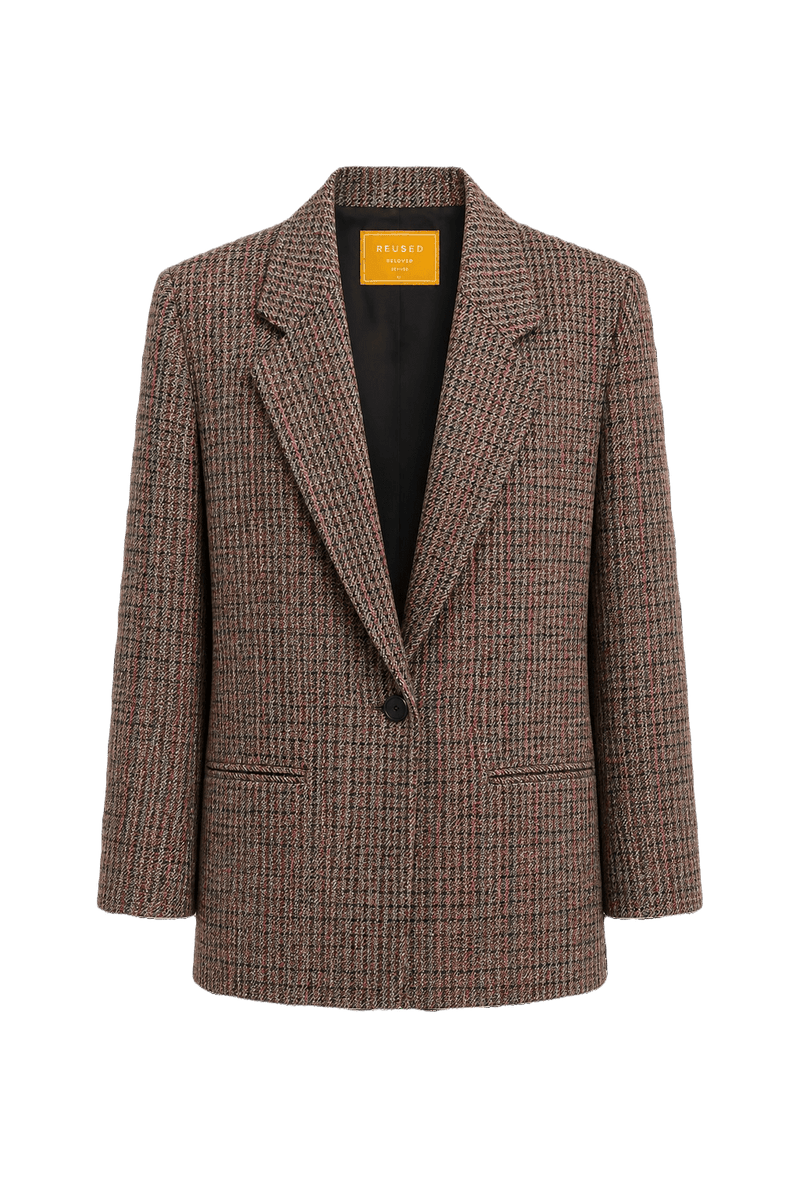 1980s Grey Wool Blend Blazer - Front View