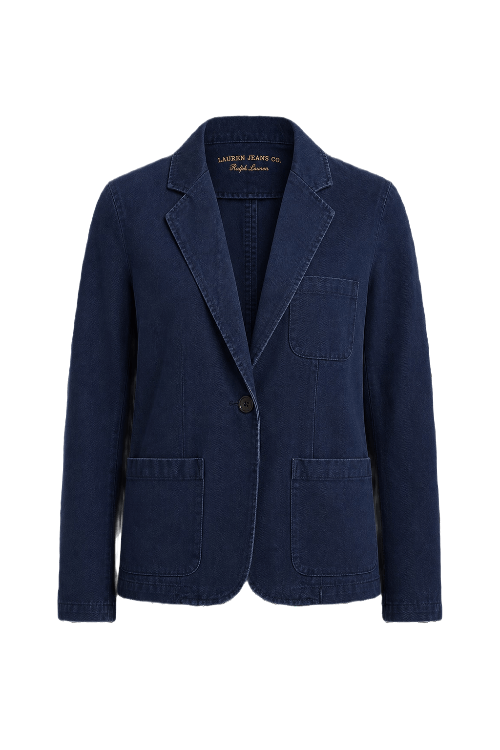 1990s Navy Blue Cotton Blazer - Front View