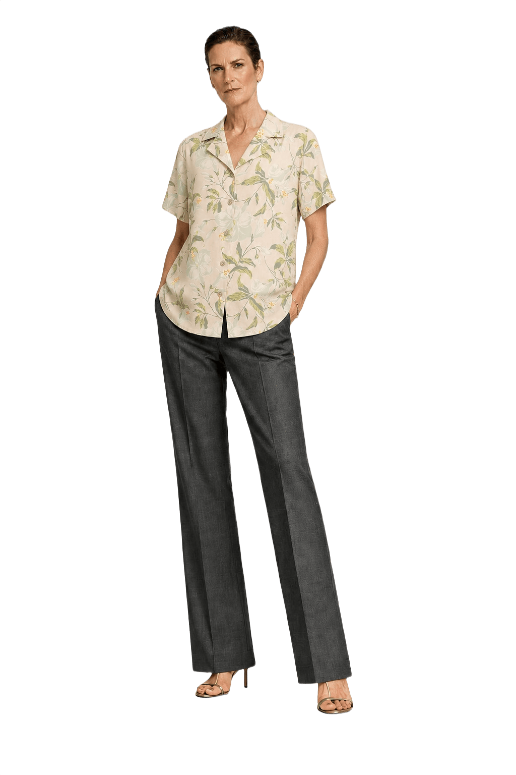1980s Cream Cotton Shirt - Model