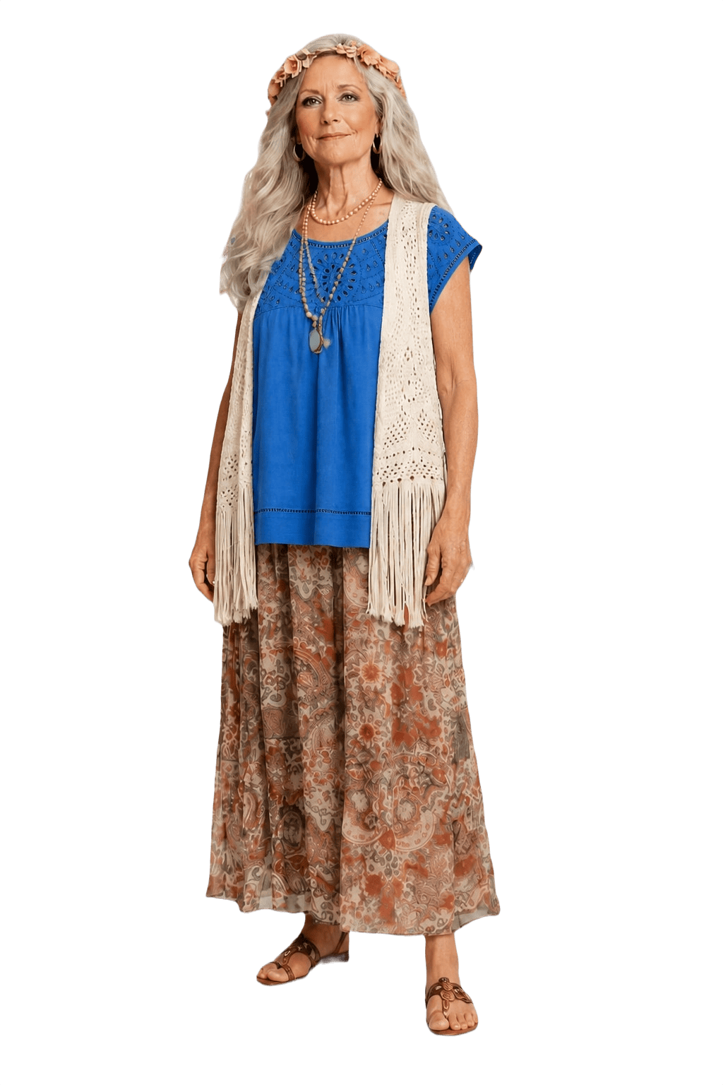 1970s Blue Cotton Blouse - Model