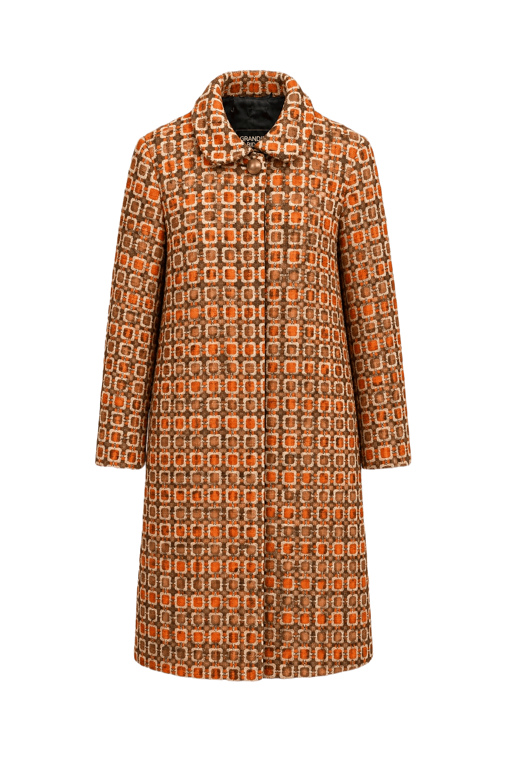 1960s Orange Wool Blend Coat - Front View