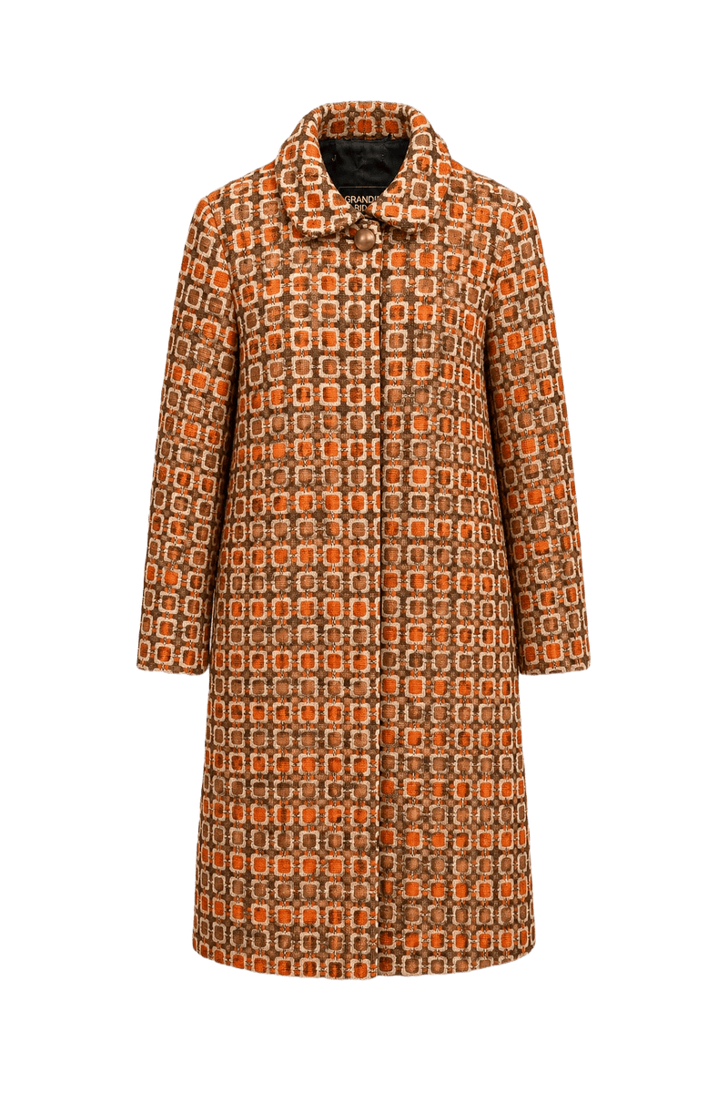 1960s Orange Wool Blend Coat - Front View