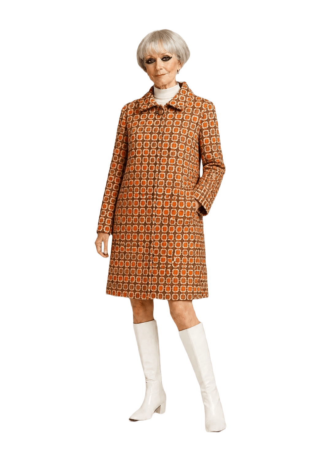 1960s Orange Wool Blend Coat - Model
