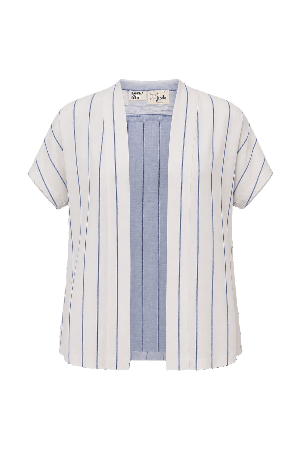 1970s White Cotton Striped Blouse - Front View