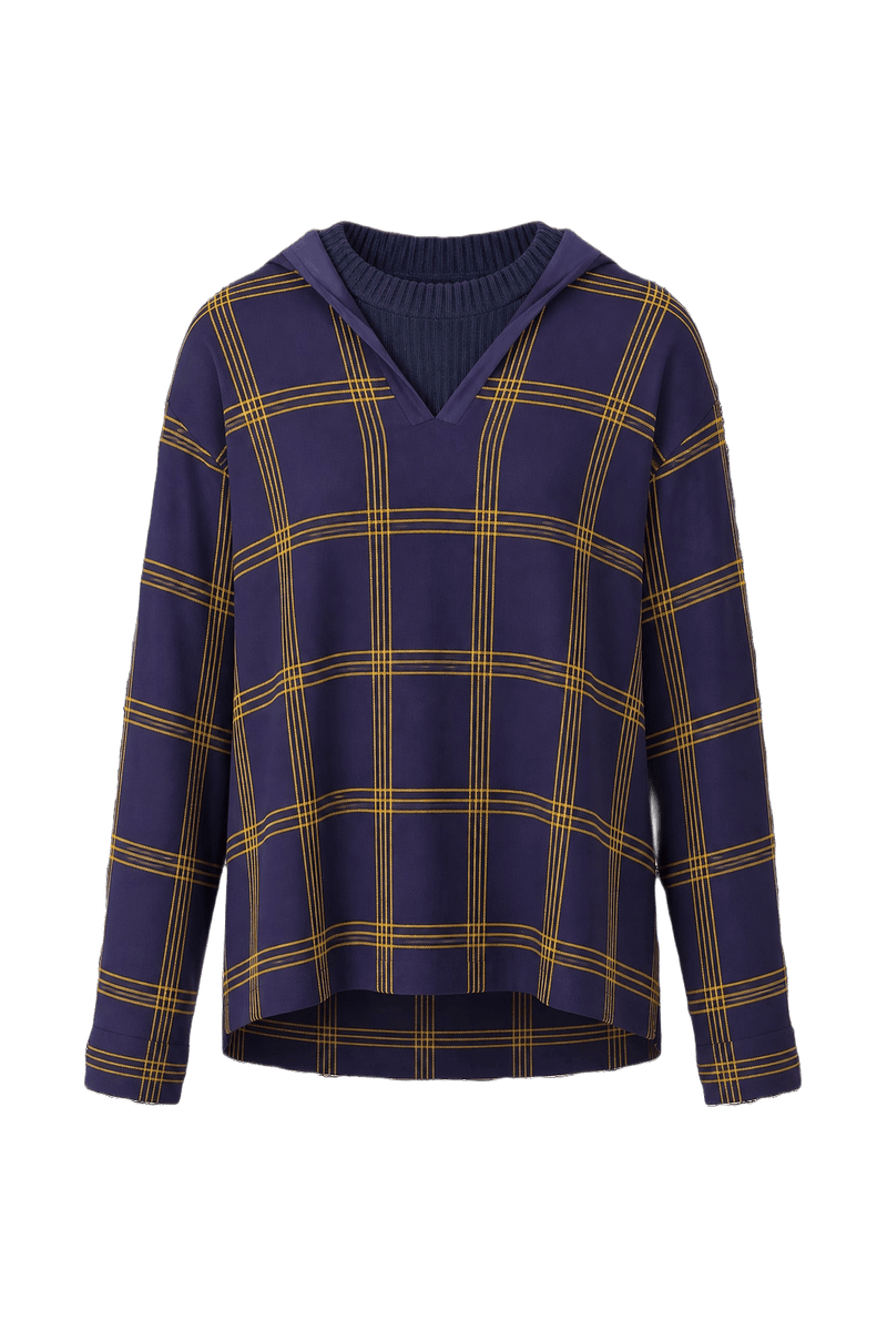 1970s Navy Blue Cotton Sweater - Front View