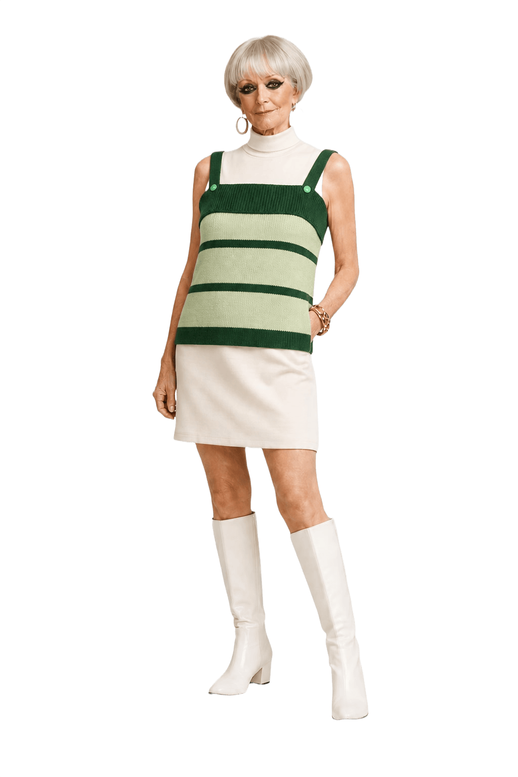 1960s Dark Green Cotton Tank Top - Model