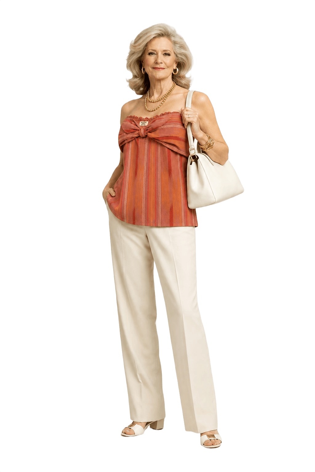 1970s Orange Cotton Blouse - Model