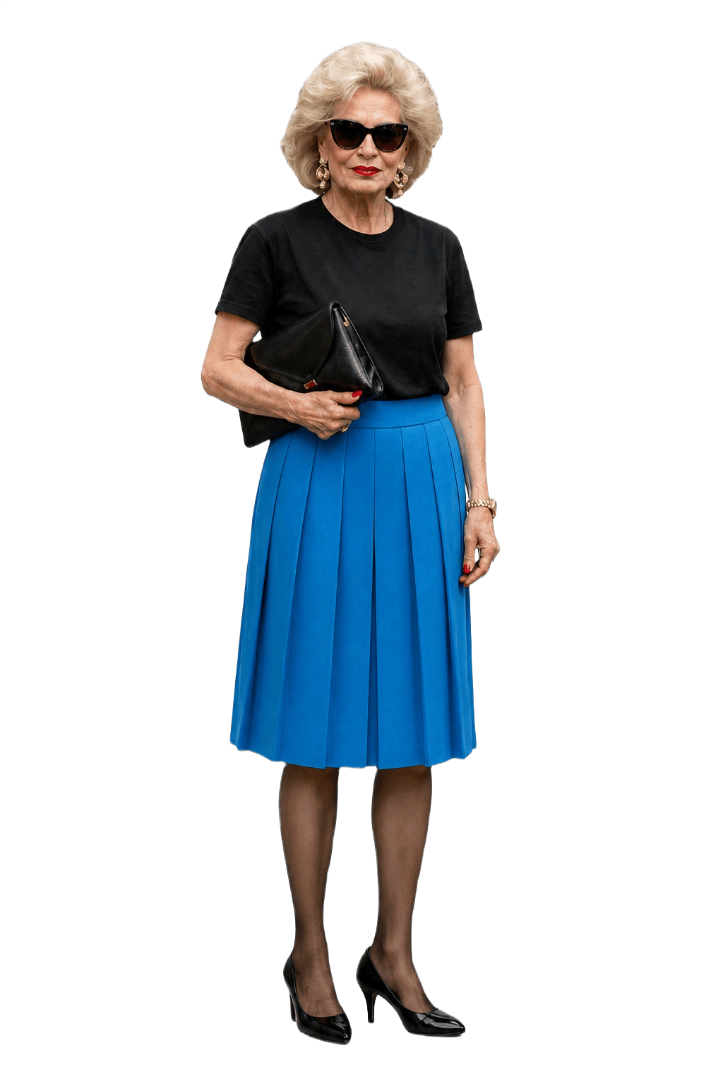 1980s Blue Cotton Skirt - Model