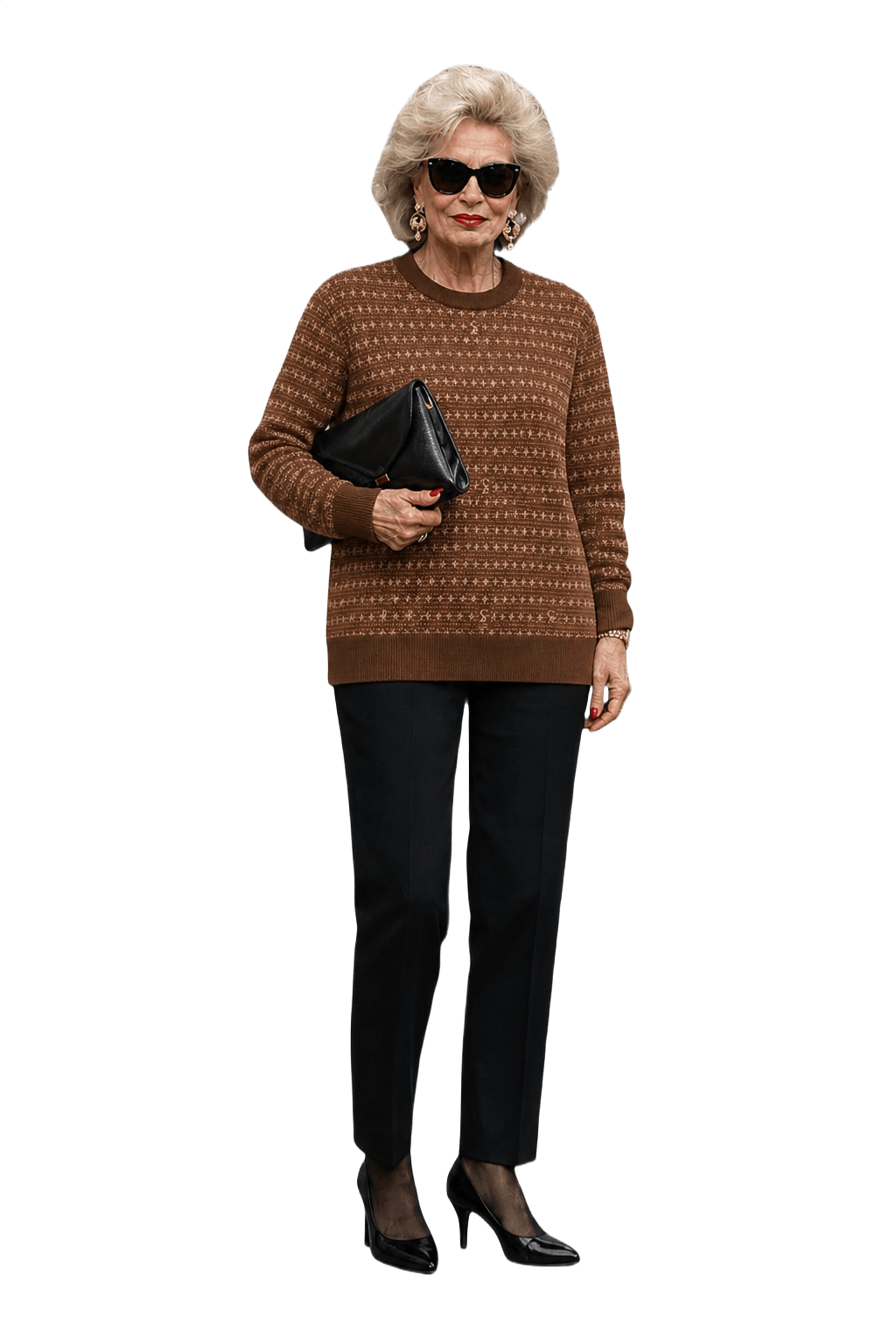 1980s Brown Cotton Blend Sweater - Model