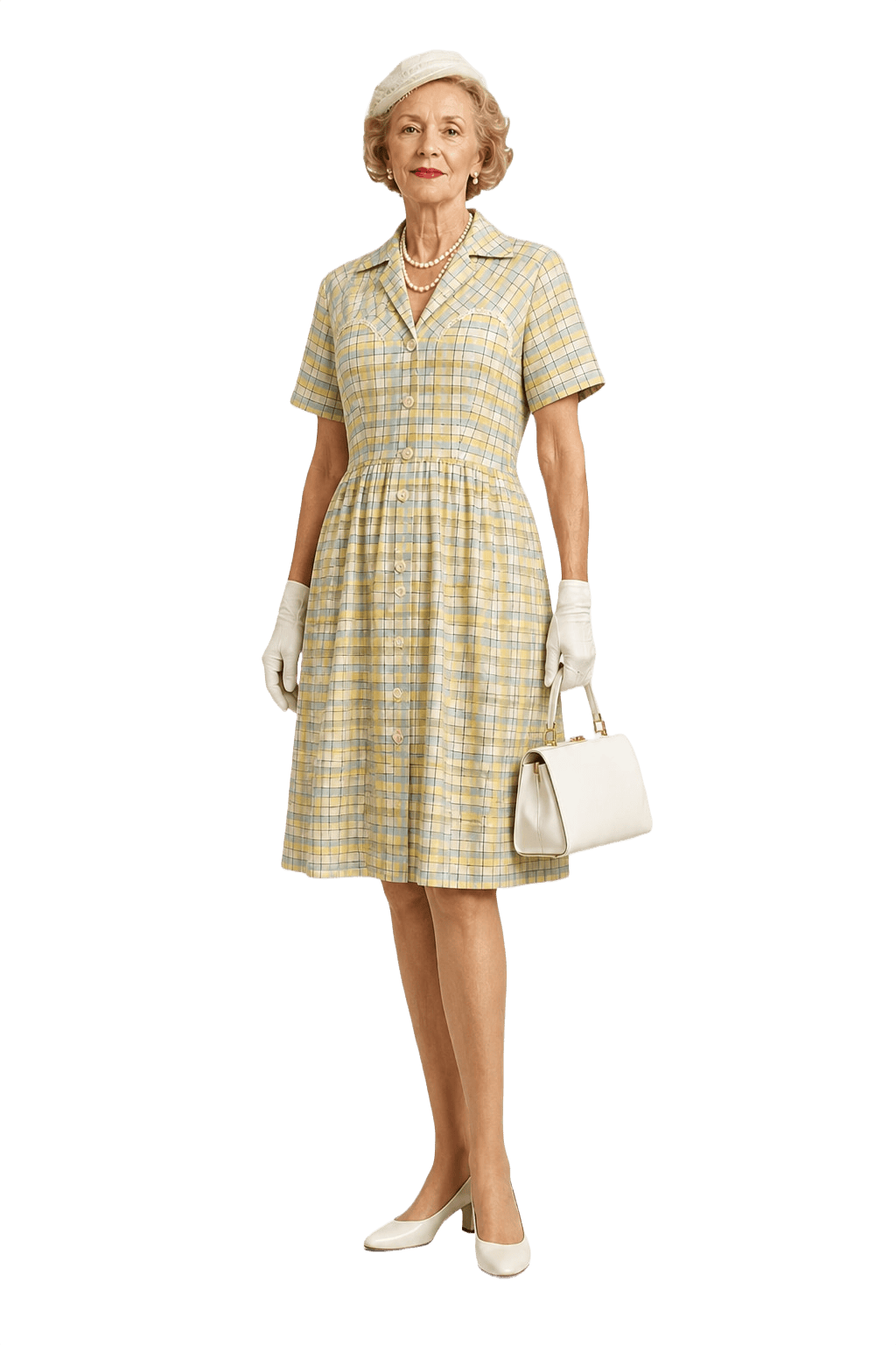 1950s Yellow Cotton Dress - Model