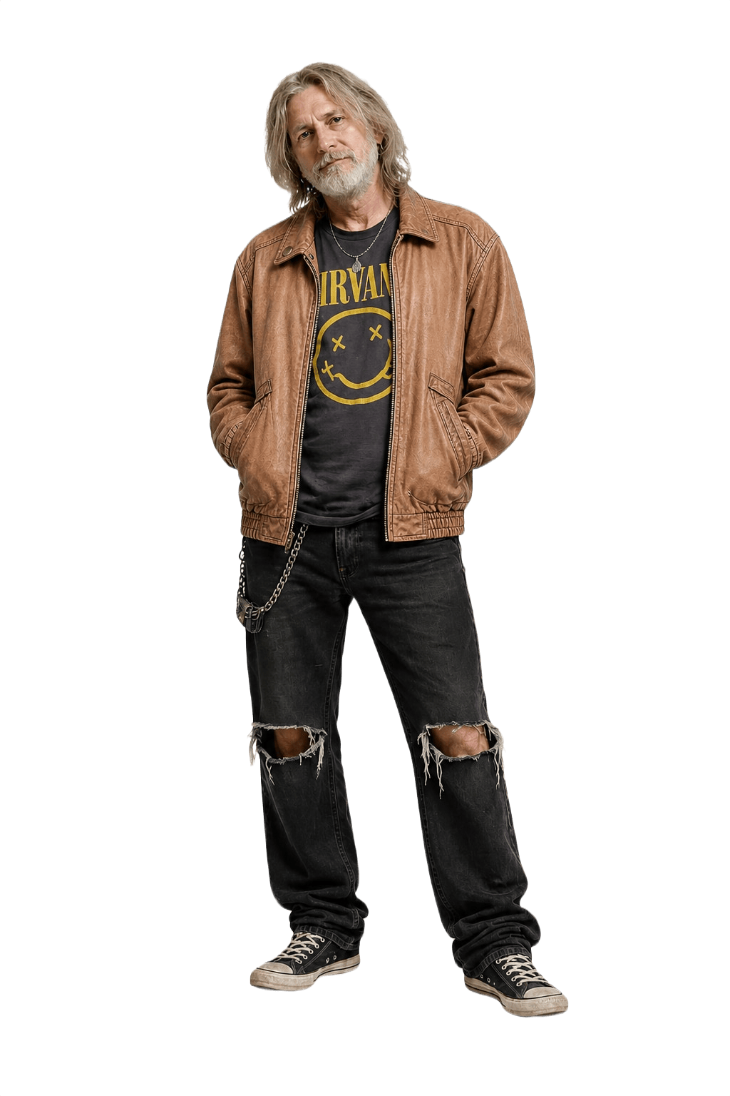 1990s Light Brown Distressed Leather Jacket - Model