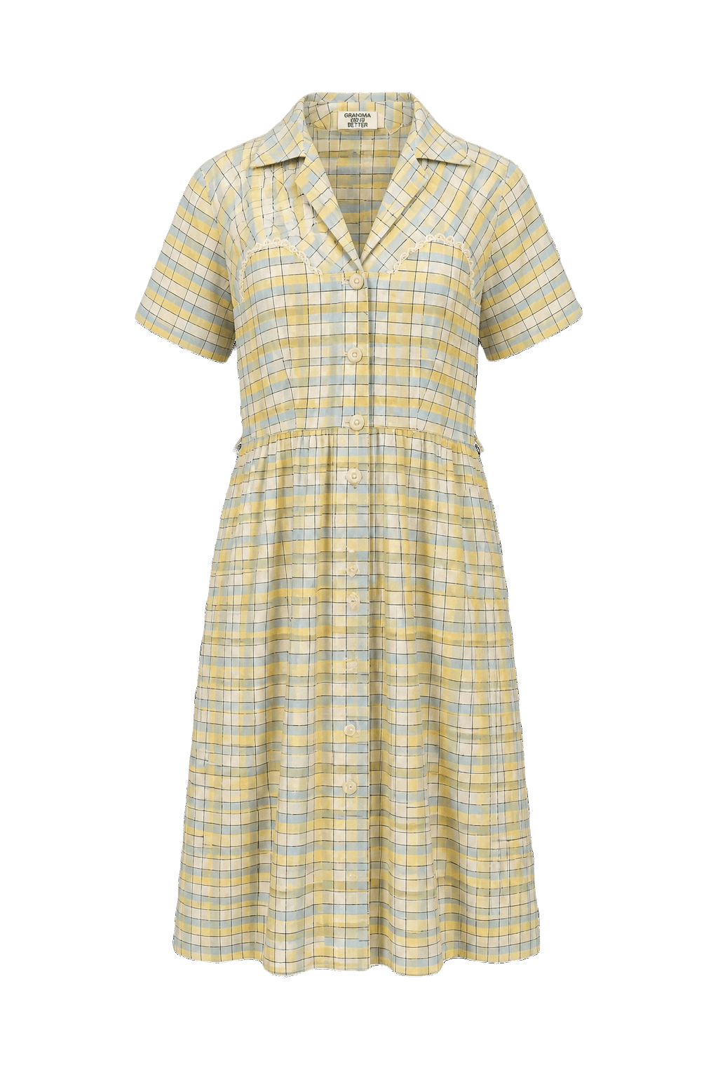 1950s Yellow Cotton Dress - Front View