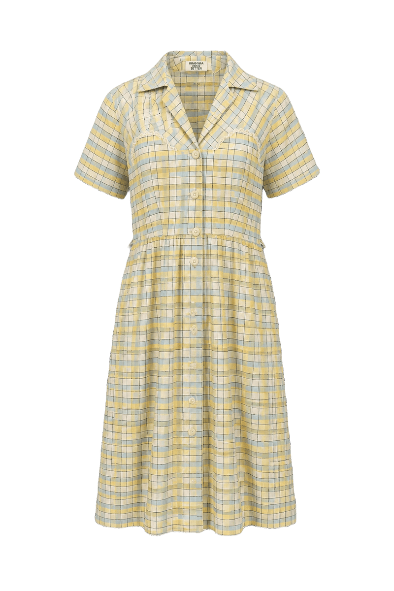1950s Yellow Cotton Dress - Front View