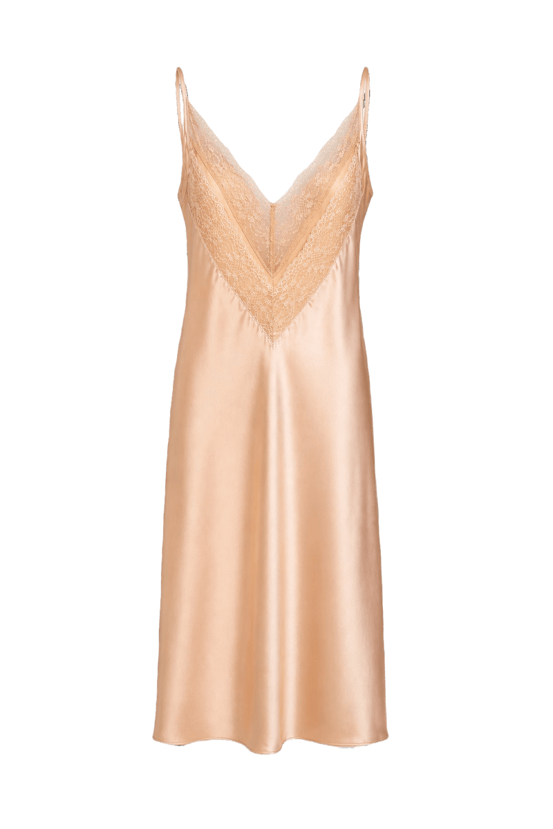 1950s Peach Silk Slip Dress - Front View