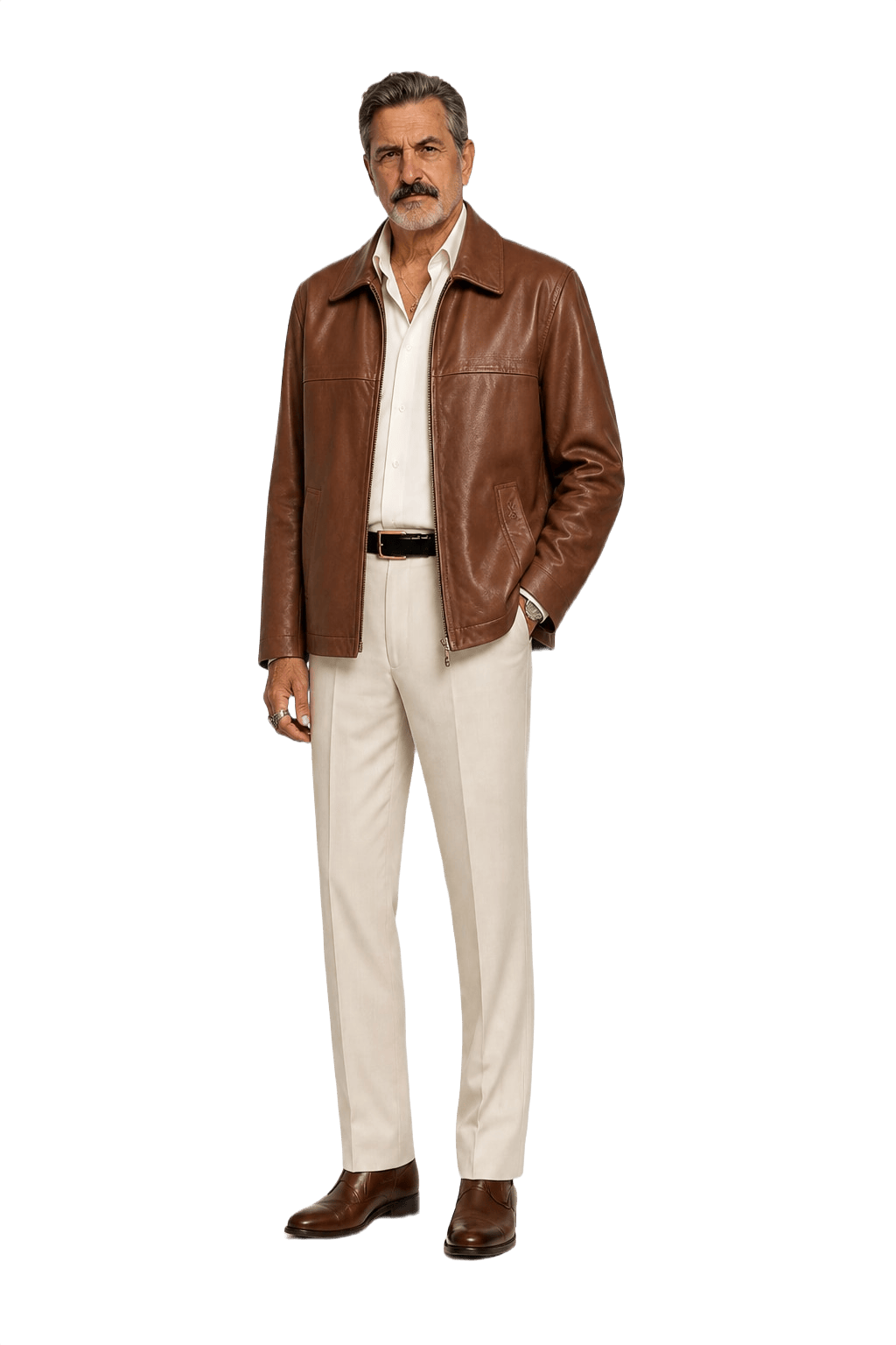 1990s Brown Leather Jacket - Model