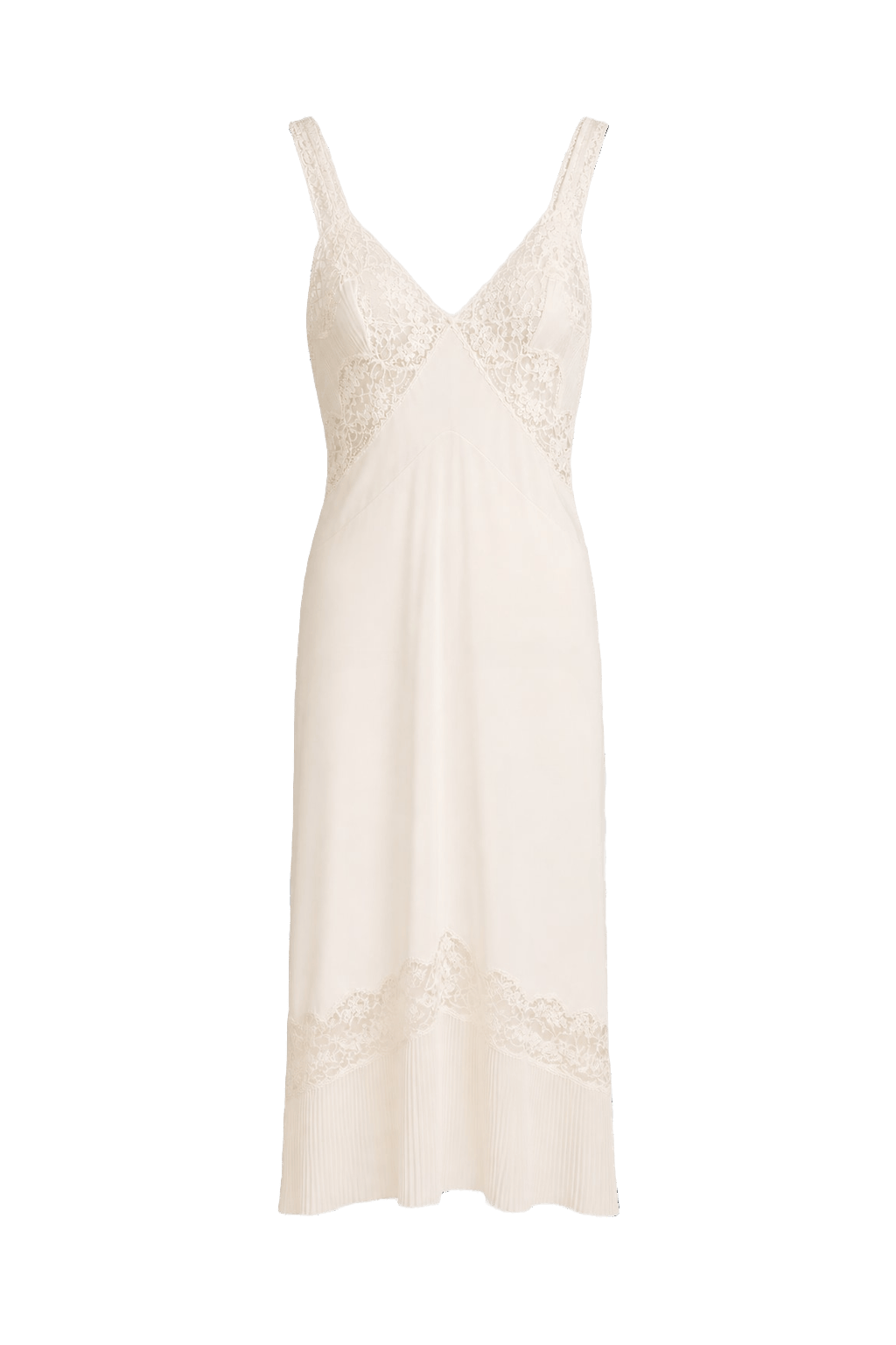 1950s Cream White Silk Slip Dress - Front View