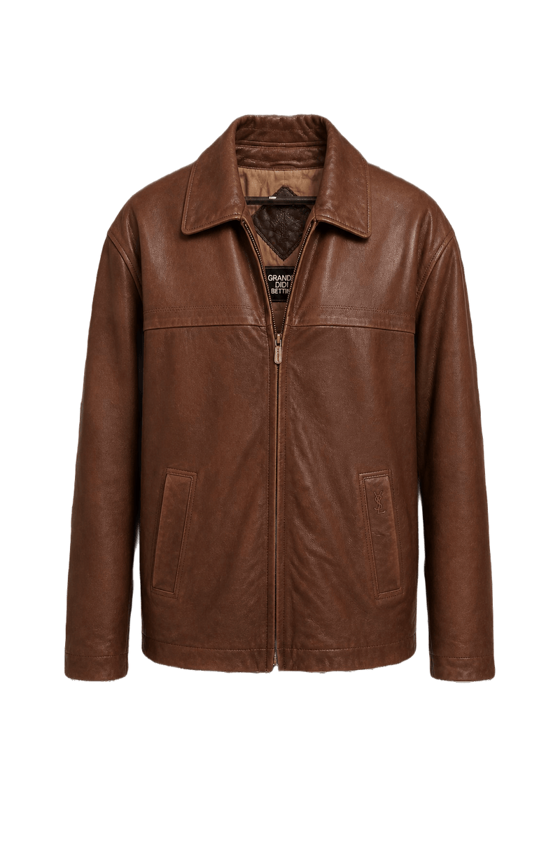 1990s Brown Leather Jacket - Front View