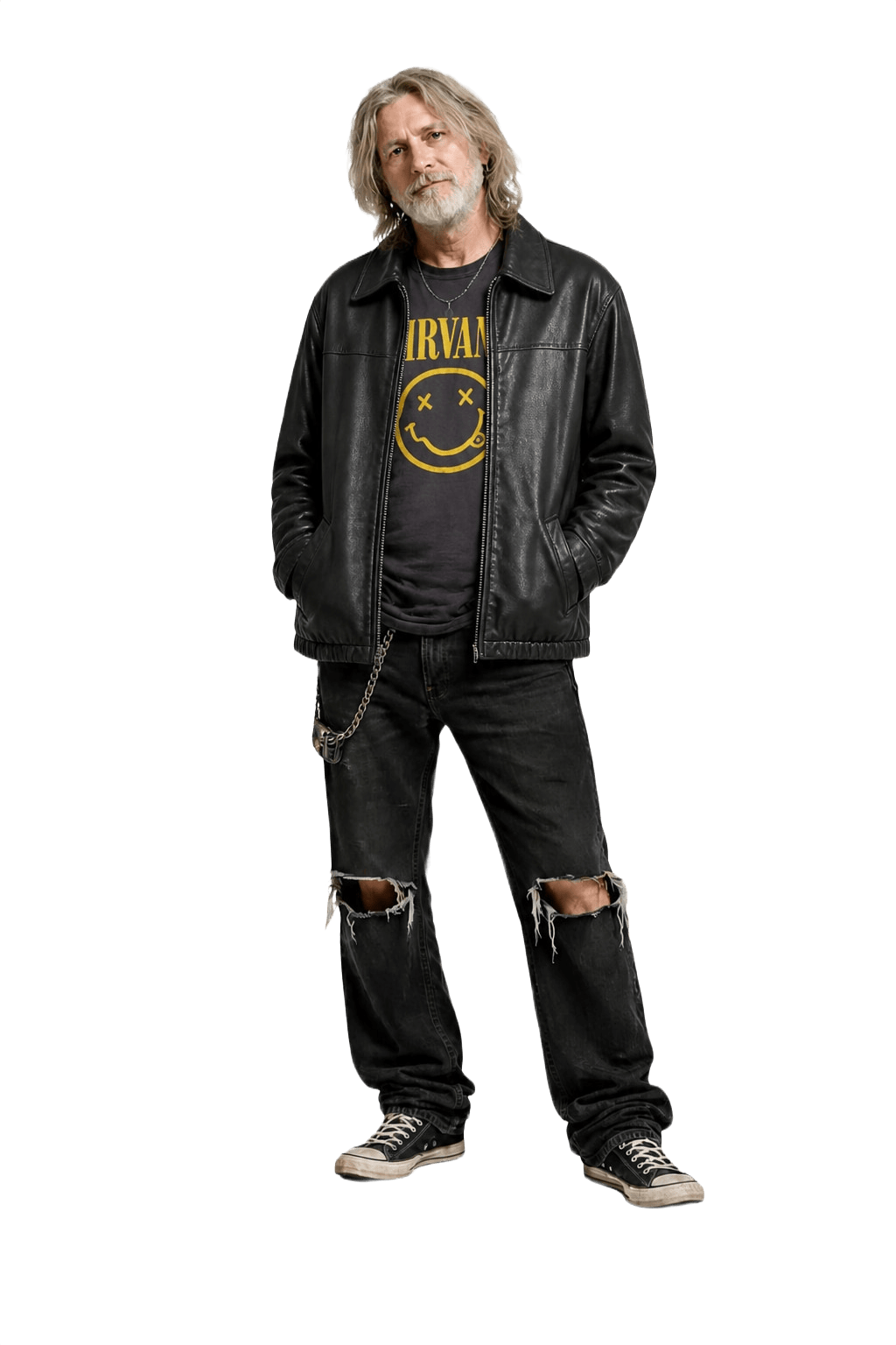 1990s Black Leather Jacket - Model